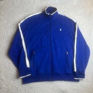 Polo Ralph Lauren men's blue white full zip sweatshirt track performance xl